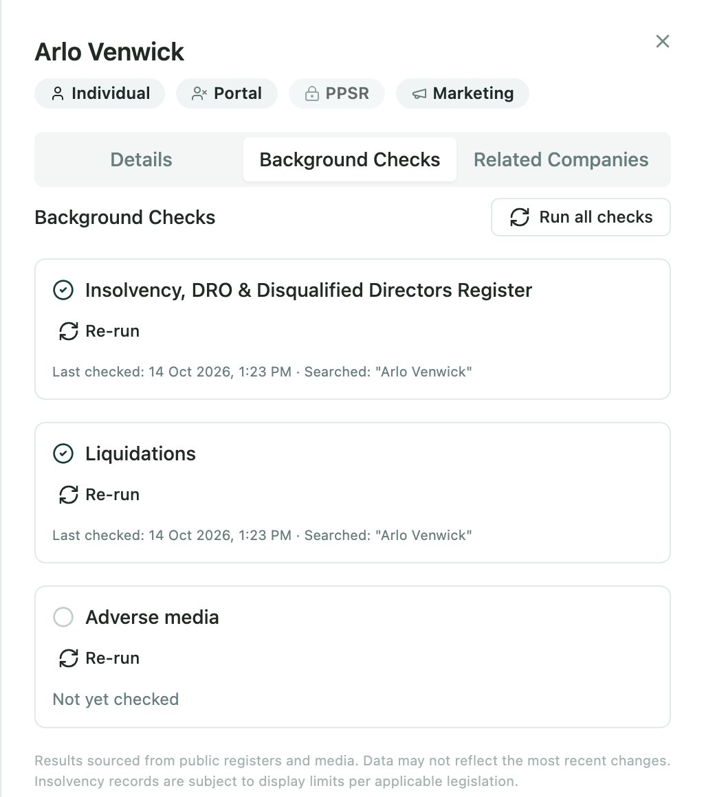 Background checks for Arlo Venwick: insolvency, DRO and disqualified directors register clear, liquidations clear